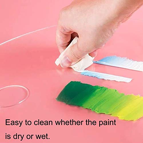 Clear Acrylic Paint Palette, Transparent Oval Non-Stick Oil Paint Palette for Watercolor, Gouache, Oil Painting, Art Paint Tray with Protective Film (11.8 x 7.9 inches)