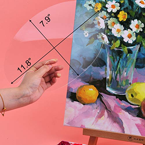Clear Acrylic Paint Palette, Transparent Oval Non-Stick Oil Paint Palette for Watercolor, Gouache, Oil Painting, Art Paint Tray with Protective Film (11.8 x 7.9 inches)