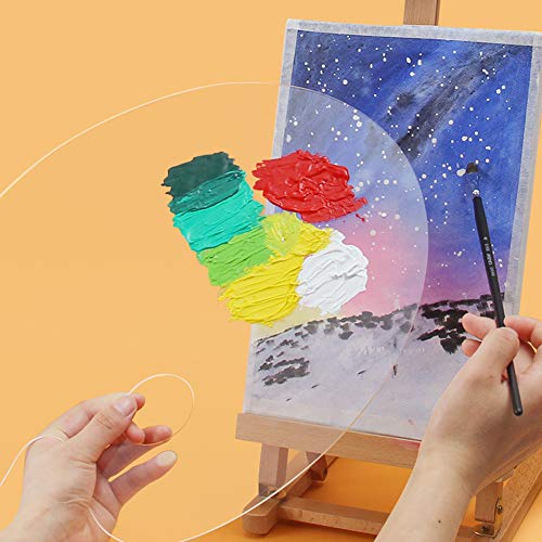Clear Acrylic Paint Palette, Transparent Oval Non-Stick Oil Paint Palette for Watercolor, Gouache, Oil Painting, Art Paint Tray with Protective Film (11.8 x 7.9 inches)