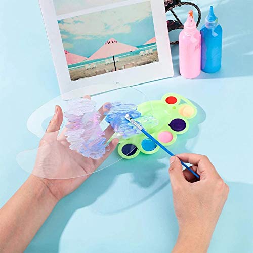 Clear Acrylic Paint Palette, Transparent Oval Non-Stick Oil Paint Palette for Watercolor, Gouache, Oil Painting, Art Paint Tray with Protective Film (11.8 x 7.9 inches)