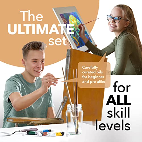 Castle Art Supplies 24 x 12ml Oil Paint Set | Great Value Set for Adult Artists, Beginners and Advanced | Vibrant Variety of Smooth-to-use Colours | in Impressive Presentation Box with Tutorial