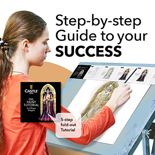 Castle Art Supplies 24 x 12ml Oil Paint Set | Great Value Set for Adult Artists, Beginners and Advanced | Vibrant Variety of Smooth-to-use Colours | in Impressive Presentation Box with Tutorial