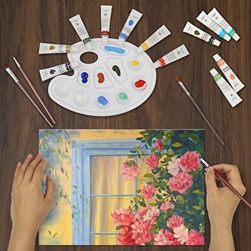 Halobios Acrylic Paint Set, 24 Rich Pigment Oil Paint Set for Adult Children Artists Beginner, Vibrant Variety of Art Supplies Acrylic Paints for Painting Canvas Wood Paper Ceramic Fabric Craft DIY