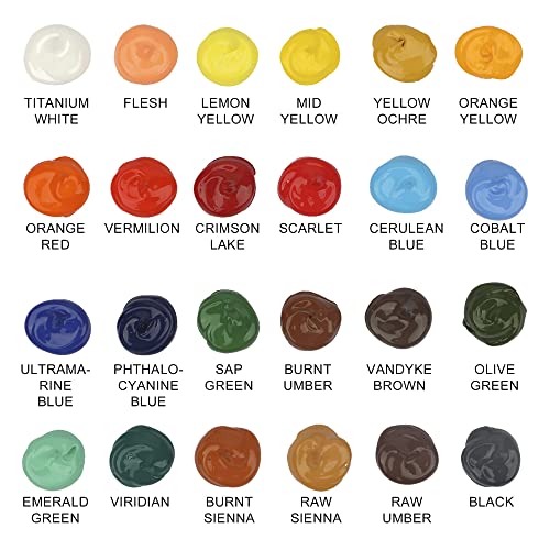Halobios Acrylic Paint Set, 24 Rich Pigment Oil Paint Set for Adult Children Artists Beginner, Vibrant Variety of Art Supplies Acrylic Paints for Painting Canvas Wood Paper Ceramic Fabric Craft DIY