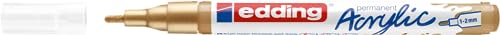 edding 5300 acrylic marker fine - gold - 1 waterproof acrylic paint marker - fine round nib 1-2mm - acrylic paint pen for drawing on canvas, art paper and wood - acrylic markers for pebbles