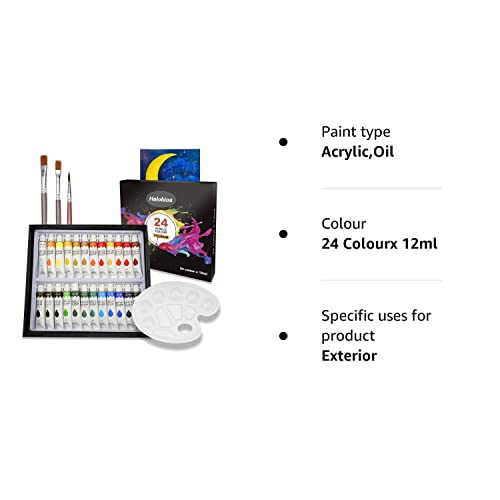 Halobios Acrylic Paint Set, 24 Rich Pigment Oil Paint Set for Adult Children Artists Beginner, Vibrant Variety of Art Supplies Acrylic Paints for Painting Canvas Wood Paper Ceramic Fabric Craft DIY