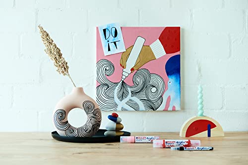 edding 5300 acrylic marker fine - gold - 1 waterproof acrylic paint marker - fine round nib 1-2mm - acrylic paint pen for drawing on canvas, art paper and wood - acrylic markers for pebbles