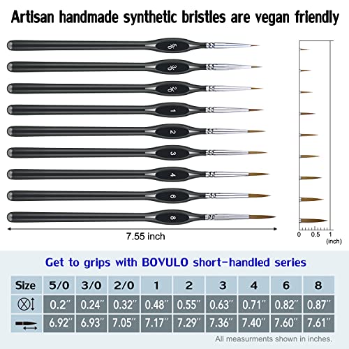 Tuko Detail Paint Brush Set Miniature Brushes for Fine Detailing & Art Painting - Acrylic, Watercolor, Oil - Miniatures, Models, Airplane Kits, Nail(9Packs)