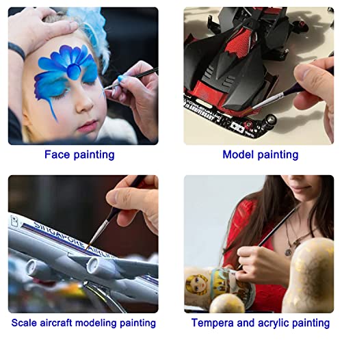 Tuko Detail Paint Brush Set Miniature Brushes for Fine Detailing & Art Painting - Acrylic, Watercolor, Oil - Miniatures, Models, Airplane Kits, Nail(9Packs)