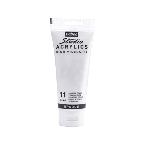 Pébéo - Studio Acrylics Fine Acrylic - Acrylic Paint - White Acrylic - Titanium White, 100 ml