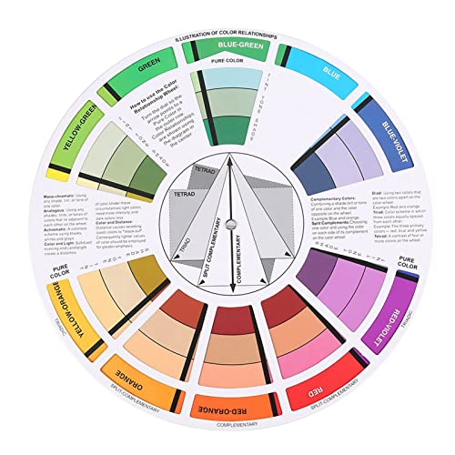 Creative Colour Wheel For Artist, Artists' Colour Mixing Wheel Guide, Paint Mixing Learning Guide Art Class Teaching Tool For Makeup Blending Board Chart Color Mixed Guide Mix Colours (23.5cm)