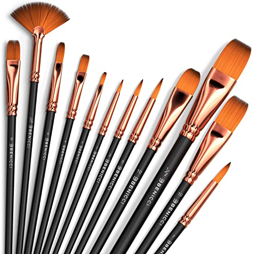 Professional Paint Brush Set of 12 - Artist Paintbrush Kit for Canvas, Gouache, and Fabric - Art Set for Kids and Adults - Supplies for Water, Oil, and Acrylic Painting – For Professionals & Beginners