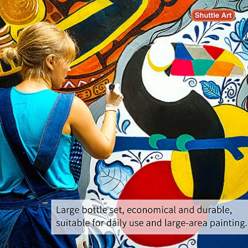 Acrylic Paint, Shuttle Art 18 Colours Acrylic Paint Bottle Set (240ml/8.12oz), Rich Pigmented Acrylic Paints, Bulk Painting Supplies for Artists, Beginners and Kids on Rocks Crafts Canvas Wood Ceramic