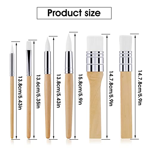 cobee Wooden Paint Brush Set, 6 Pieces Paintbrushes for Acrylic Painting Painting Brushes Kit Artist Paintbrushes for Oil Watercolor Canvas Boards Rock Body Face Nail Art, DIY Arts Crafts Supplies