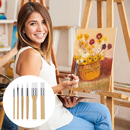 cobee Wooden Paint Brush Set, 6 Pieces Paintbrushes for Acrylic Painting Painting Brushes Kit Artist Paintbrushes for Oil Watercolor Canvas Boards Rock Body Face Nail Art, DIY Arts Crafts Supplies