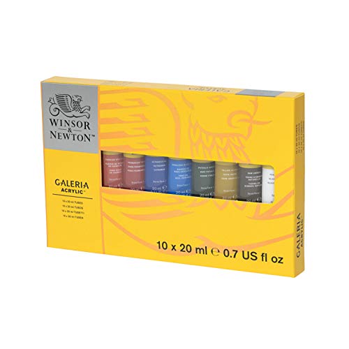 Winsor and Newton Galeria Acrylic Paint Set of 10 Colours in 20 ml Tubes, Water Based Paint, Ideal for Paper, Canvas, Wood, Ceramic and Fabric