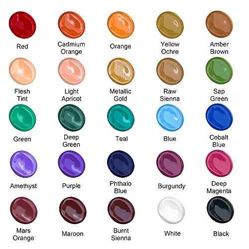 Shuttle Art Acrylic Paint, 25 Vintage Colours Acrylic Paint Set, 2oz/60ml Bottles, Rich Pigmented, Premium Acrylic Paints for Artists, Beginners and Kids on Rocks Crafts Canvas Wood Ceramic