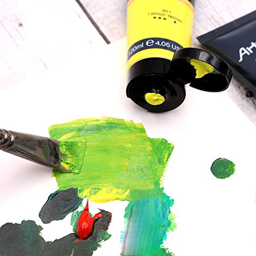 Artecho Acrylic Paint, Titanium White (120ml / 4.05oz) Tubes, Art Craft Paints for Canvas Painting, Rock, Stone, Wood, Fabric, Art Supplies for Professional Artists, Adults, Students, Kids