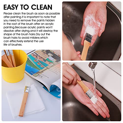 cobee Wooden Paint Brush Set, 6 Pieces Paintbrushes for Acrylic Painting Painting Brushes Kit Artist Paintbrushes for Oil Watercolor Canvas Boards Rock Body Face Nail Art, DIY Arts Crafts Supplies