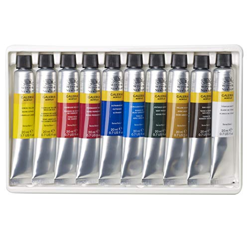 Winsor and Newton Galeria Acrylic Paint Set of 10 Colours in 20 ml Tubes, Water Based Paint, Ideal for Paper, Canvas, Wood, Ceramic and Fabric