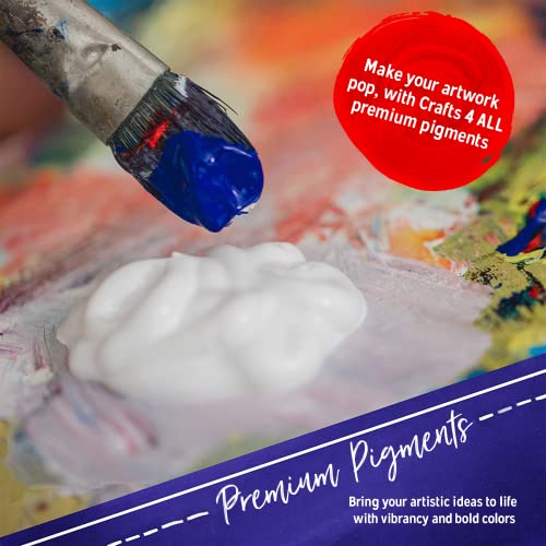Crafts 4 ALL Acrylic Paint Set - 60 Paints for Canvas, Wood, Ceramic & Fabric – Non-Toxic, Vibrant Pigments for Beginners, Students and Professional Artists - Art Supplies