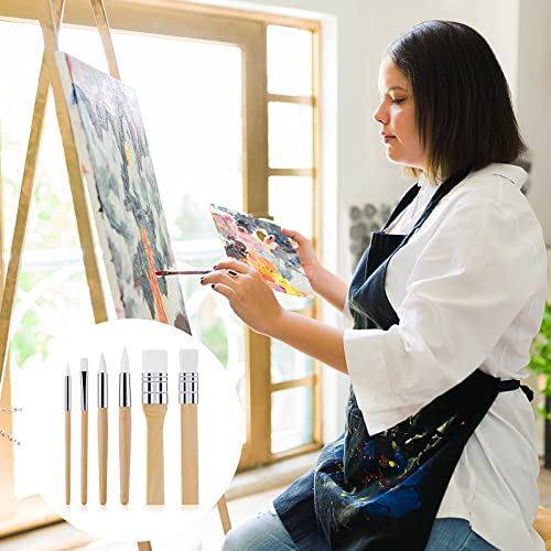 cobee Wooden Paint Brush Set, 6 Pieces Paintbrushes for Acrylic Painting Painting Brushes Kit Artist Paintbrushes for Oil Watercolor Canvas Boards Rock Body Face Nail Art, DIY Arts Crafts Supplies