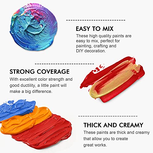 Shuttle Art Acrylic Paint, 25 Vintage Colours Acrylic Paint Set, 2oz/60ml Bottles, Rich Pigmented, Premium Acrylic Paints for Artists, Beginners and Kids on Rocks Crafts Canvas Wood Ceramic