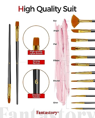 fantastory Acrylic Paint Set 24 Colors (2 oz / 60ml Each), Non Toxic, Non Fading, Waterproof, Acrylic Paint Kit for Artwork & DIY Projects on Canvas, Wood, Glass, Clay, Fabric, Ceramic, Paper, Canvas