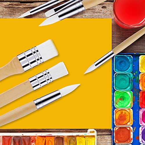 cobee Wooden Paint Brush Set, 6 Pieces Paintbrushes for Acrylic Painting Painting Brushes Kit Artist Paintbrushes for Oil Watercolor Canvas Boards Rock Body Face Nail Art, DIY Arts Crafts Supplies