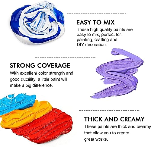 Shuttle Art Acrylic Paint Set, 36 Colours (60ml, 2oz) with 3 Brushes & 1 Palette, Craft painting, Rich Pigments,Non-Toxic for Artists,Beginners and Kids on Rocks, Crafts, Canvas,Wood, Fabric, Ceramic