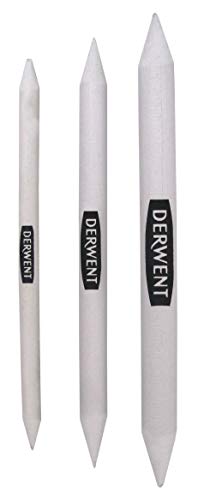 Derwent Paper Stump For Blending & Smudging, Set Of 3, Rice Paper, Professional Quality, 2300561, White