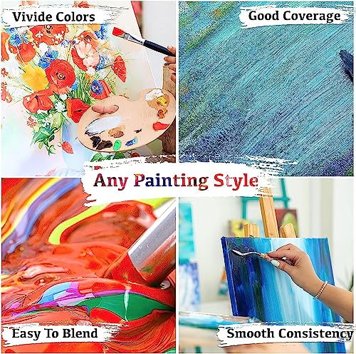 fantastory Acrylic Paint Set 24 Colors (2 oz / 60ml Each), Non Toxic, Non Fading, Waterproof, Acrylic Paint Kit for Artwork & DIY Projects on Canvas, Wood, Glass, Clay, Fabric, Ceramic, Paper, Canvas
