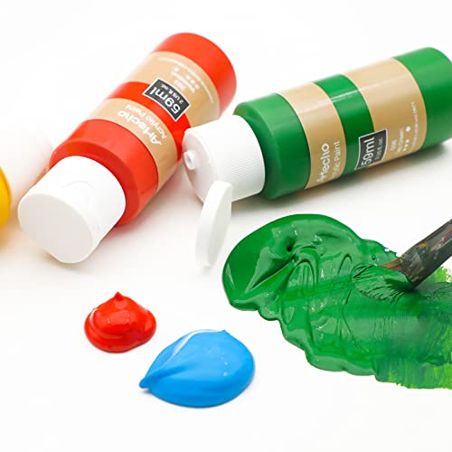 Artecho Acrylic Paint Acrylic Paint Set for Art, 18 Colors 2 Ounce/59ml Basic Acrylic Paint Supplies for Wood, Fabric, Crafts, Canvas, Leather&Stone