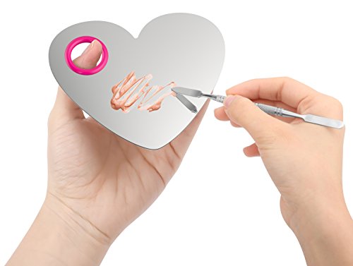 Luxspire Professional Makeup Palette Stainless Steel Heart Cosmetics Foundation Nail-art Mixing Blending Make up Tools with Spatula for Eye Shadow, Eyelash, Lipsticks, Nail Art