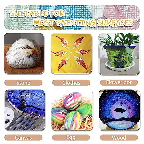 Artecho Acrylic Paint Acrylic Paint Set for Art, 18 Colors 2 Ounce/59ml Basic Acrylic Paint Supplies for Wood, Fabric, Crafts, Canvas, Leather&Stone