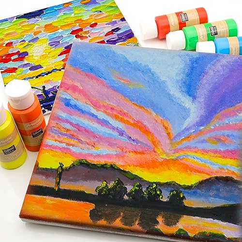 Artecho Acrylic Paint Acrylic Paint Set for Art, 18 Colors 2 Ounce/59ml Basic Acrylic Paint Supplies for Wood, Fabric, Crafts, Canvas, Leather&Stone