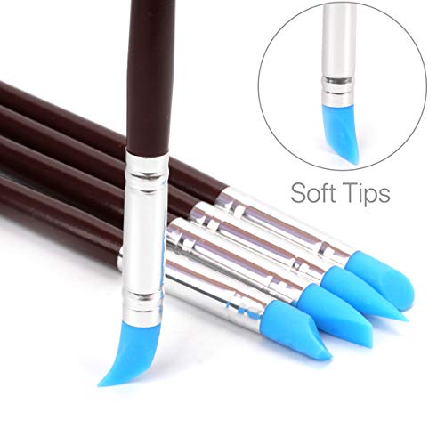 10 PCS Silicone Polymer Clay Sculpting Tool Pen Rubber Tip Color Shaping Wipe Out Carving Pen Brush Modeling Dotting Tool Pottery Craft