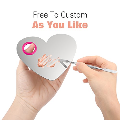 Luxspire Professional Makeup Palette Stainless Steel Heart Cosmetics Foundation Nail-art Mixing Blending Make up Tools with Spatula for Eye Shadow, Eyelash, Lipsticks, Nail Art