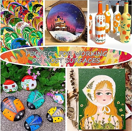 Shuttle Art Acrylic Paint Set, 36 Colours (60ml, 2oz) with 3 Brushes & 1 Palette, Craft painting, Rich Pigments,Non-Toxic for Artists,Beginners and Kids on Rocks, Crafts, Canvas,Wood, Fabric, Ceramic