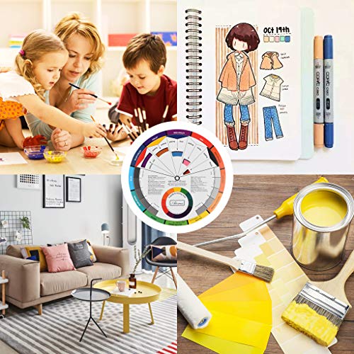 Creative Colour Wheel, Paint Mixing Learning Guide Art Class Teaching Tool for Makeup Blending Board Chart Color Mixed Guide Mix Colours (5.51in)