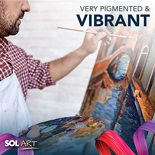 SOL 12pk Acrylic Paint Set | 8x 120ml Acrylic Paints Set + 4 Brushes | Acrylic Paints for Artists Art, Craft, Ceramic, Canvas Paint | Acrilic Painting Set Craft Paint Acyrillic Paint Acrylic Paint Kit