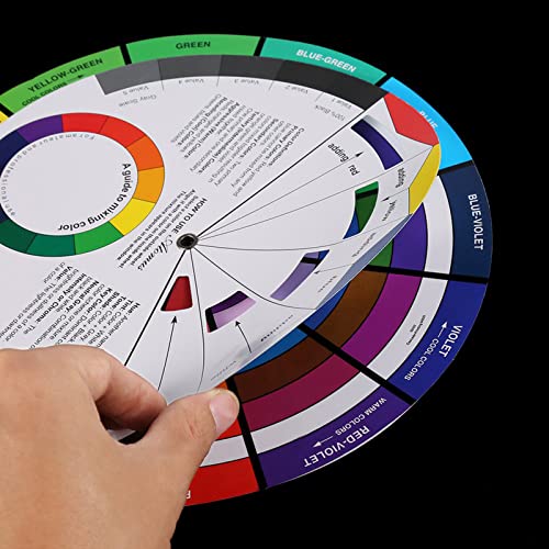 Creative Colour Wheel For Artist, Artists' Colour Mixing Wheel Guide, Paint Mixing Learning Guide Art Class Teaching Tool For Makeup Blending Board Chart Color Mixed Guide Mix Colours (23.5cm)