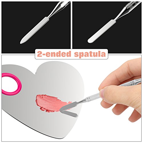 Luxspire Professional Makeup Palette Stainless Steel Heart Cosmetics Foundation Nail-art Mixing Blending Make up Tools with Spatula for Eye Shadow, Eyelash, Lipsticks, Nail Art