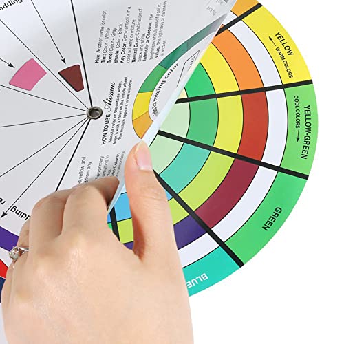 Creative Colour Wheel For Artist, Artists' Colour Mixing Wheel Guide, Paint Mixing Learning Guide Art Class Teaching Tool For Makeup Blending Board Chart Color Mixed Guide Mix Colours (23.5cm)
