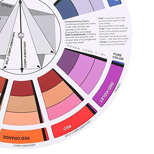 Creative Colour Wheel For Artist, Artists' Colour Mixing Wheel Guide, Paint Mixing Learning Guide Art Class Teaching Tool For Makeup Blending Board Chart Color Mixed Guide Mix Colours (23.5cm)