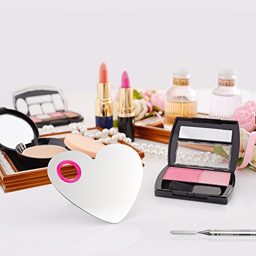 Luxspire Professional Makeup Palette Stainless Steel Heart Cosmetics Foundation Nail-art Mixing Blending Make up Tools with Spatula for Eye Shadow, Eyelash, Lipsticks, Nail Art
