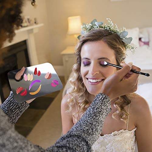 Makeup Mixing Palette Stainless Steel Cosmetic Palette Professional Nail-art Palette with Spatula Tool for Mixing Foundation Eye Shadow Nail Art Pigment Blending 2 Pieces (Silver)