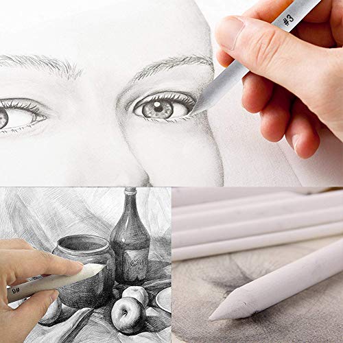 EuTengHao 22 Pieces Blending Stumps and Tortillions Set with 2 Sandpaper Pencil Sharpener, 1 Pencil Extension Tool and 1 Eraser for Student Sketch Drawing Accessories