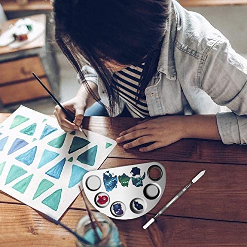 Makeup Mixing Palette Stainless Steel Cosmetic Palette Professional Nail-art Palette with Spatula Tool for Mixing Foundation Eye Shadow Nail Art Pigment Blending 2 Pieces (Silver)