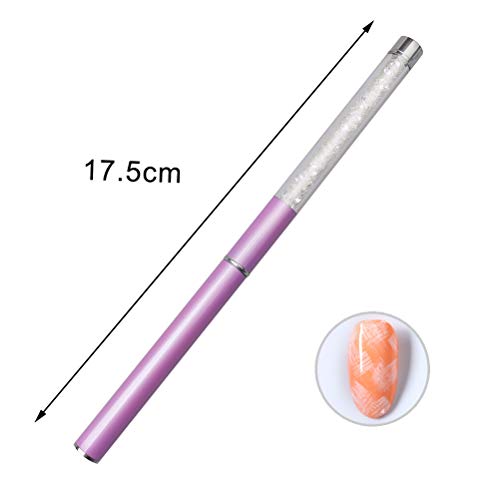 Nail Art Brush, Ombre Nail Brush with Rhinestone Handle Manicure Drill Drawing Nails Brush Pen for Gel Nails